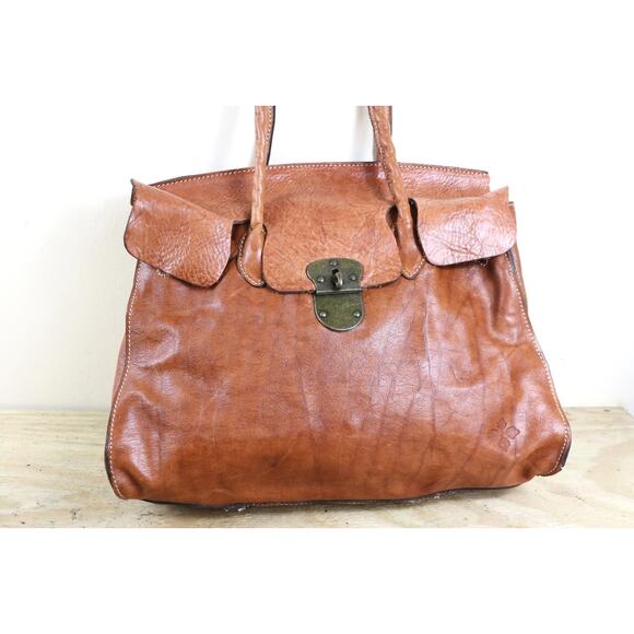 Patricia Nash Bag Brown Leather Rodano Satchel Large Shoulder Bag - Picture 2 of 16